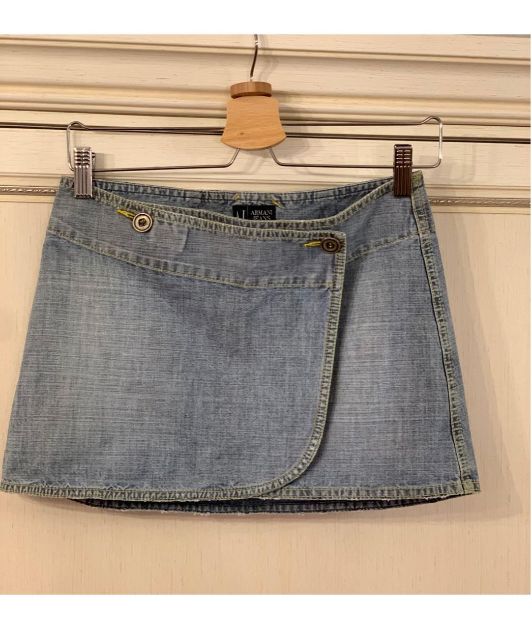 ARMANI JEANS Голубая деним юбка мини, фото 5