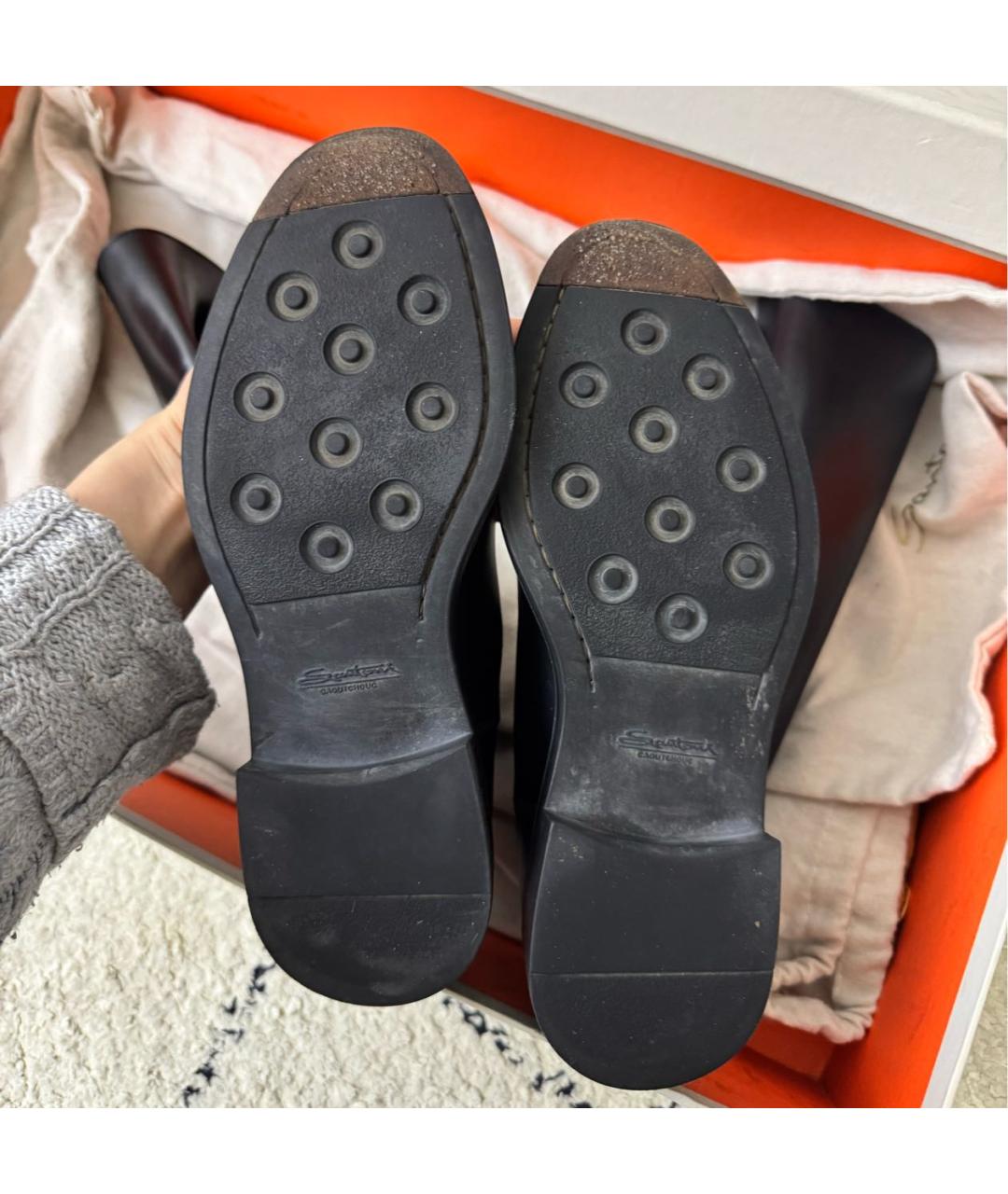 SANTONI Черные кожаные сапоги, фото 5