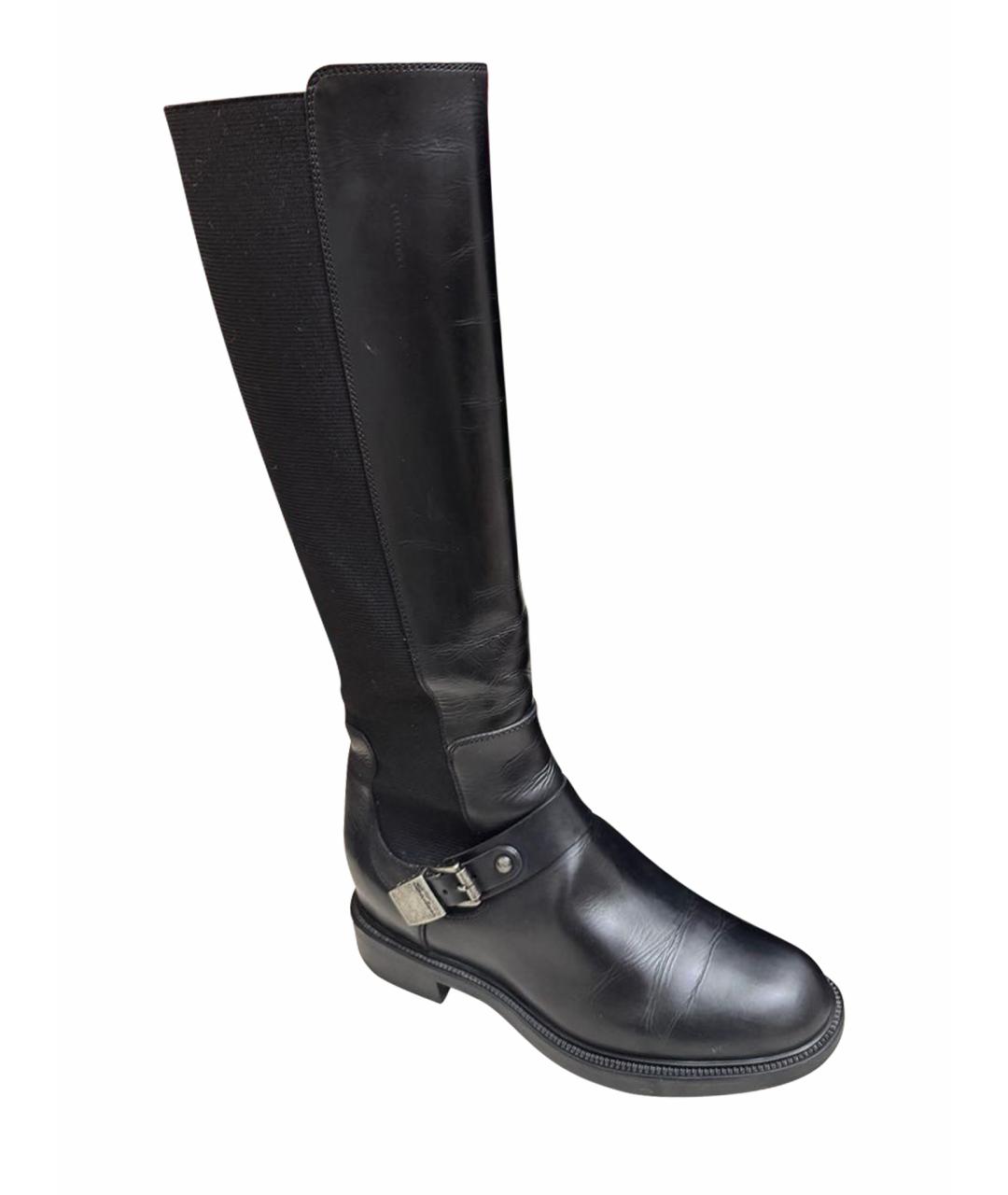 SANTONI Черные кожаные сапоги, фото 1