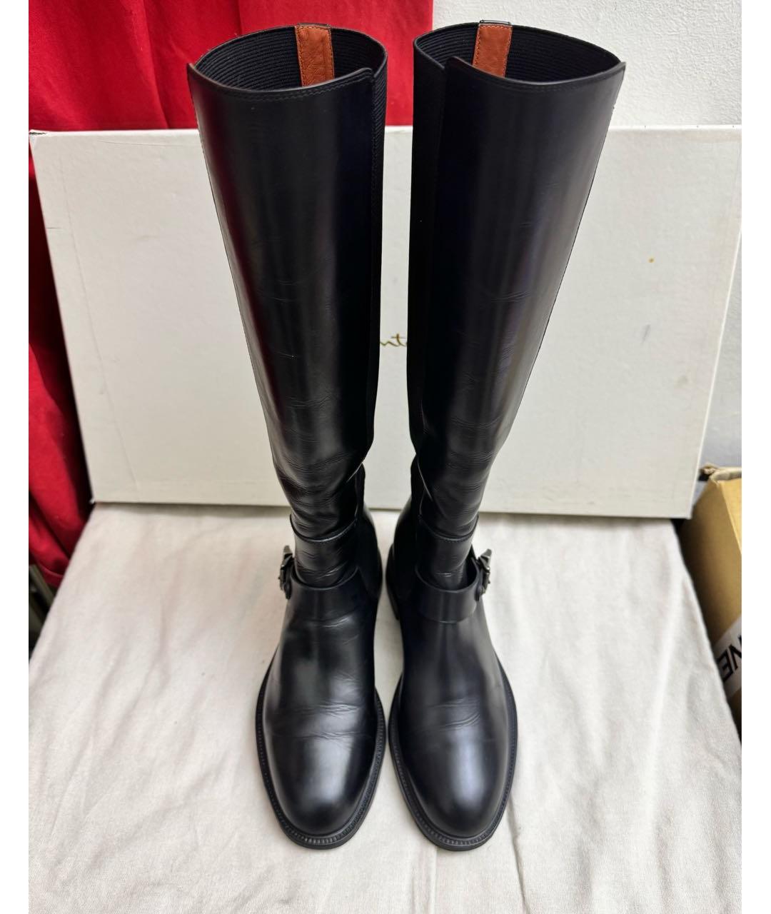 SANTONI Черные кожаные сапоги, фото 2