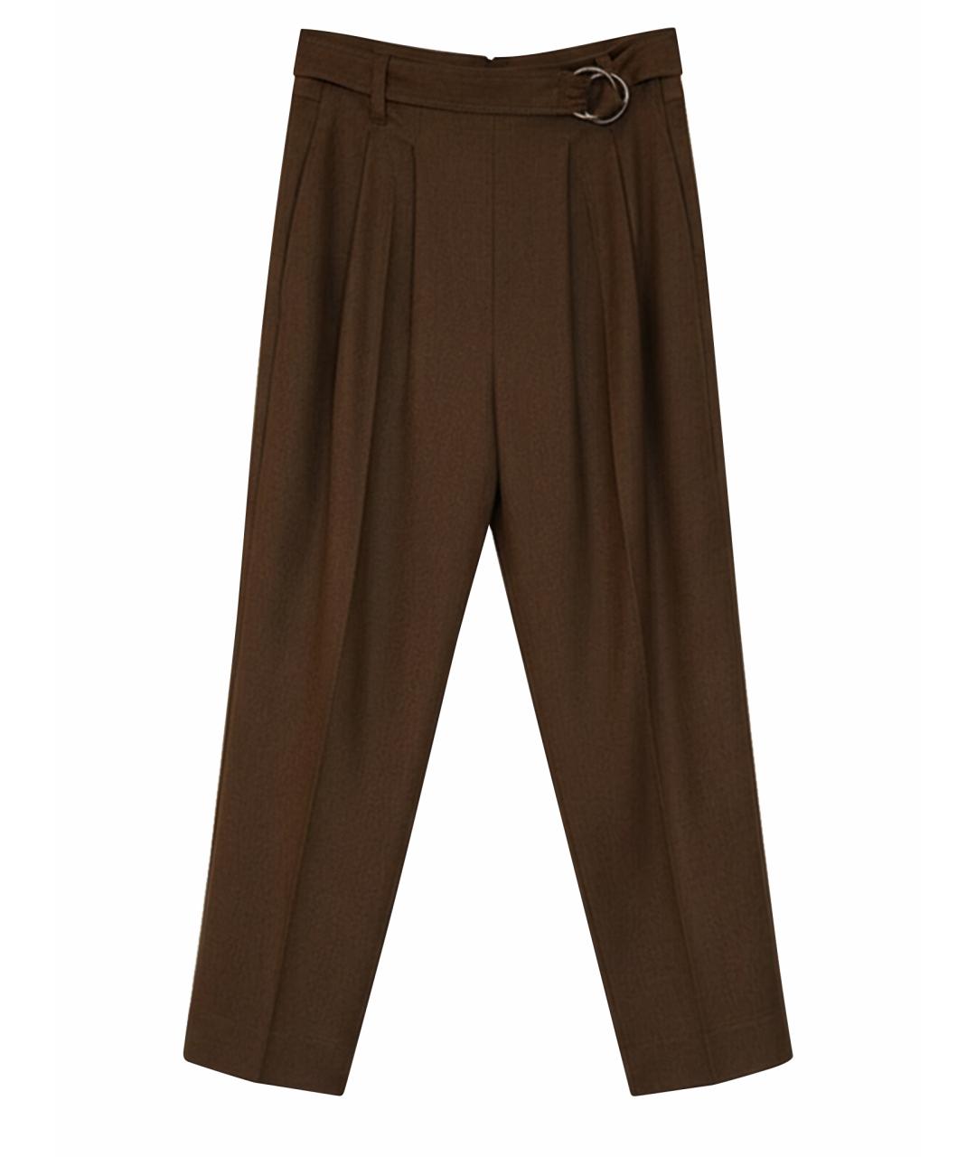 BRUNELLO CUCINELLI Коричневые шерстяные брюки широкие, фото 1