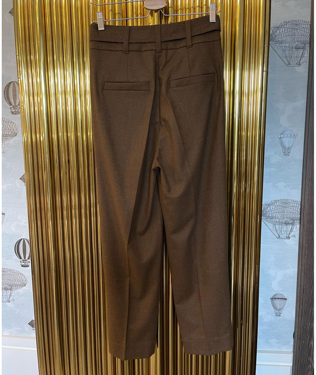BRUNELLO CUCINELLI Коричневые шерстяные брюки широкие, фото 2