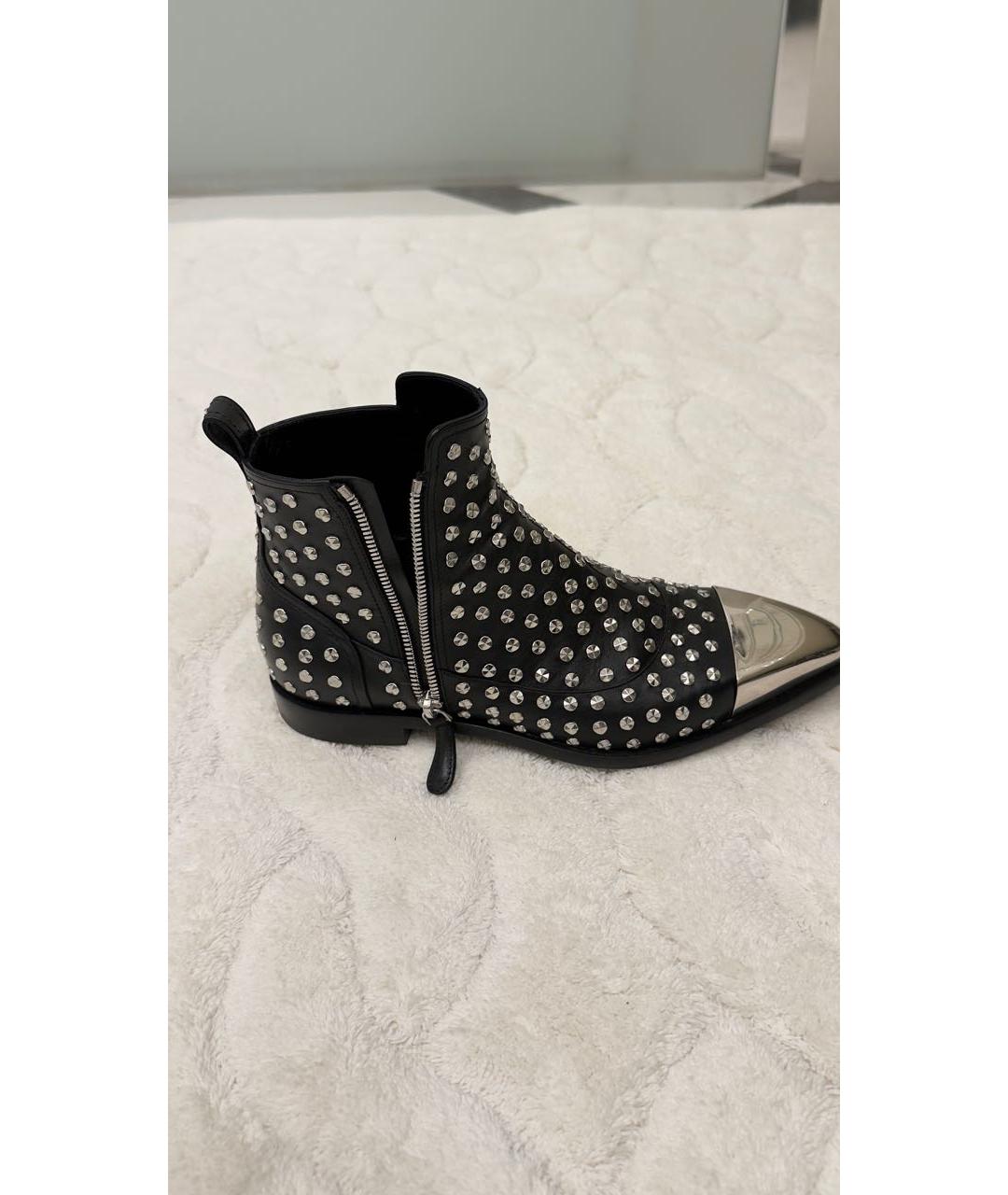 ALEXANDER MCQUEEN Черные кожаные ботильоны, фото 5