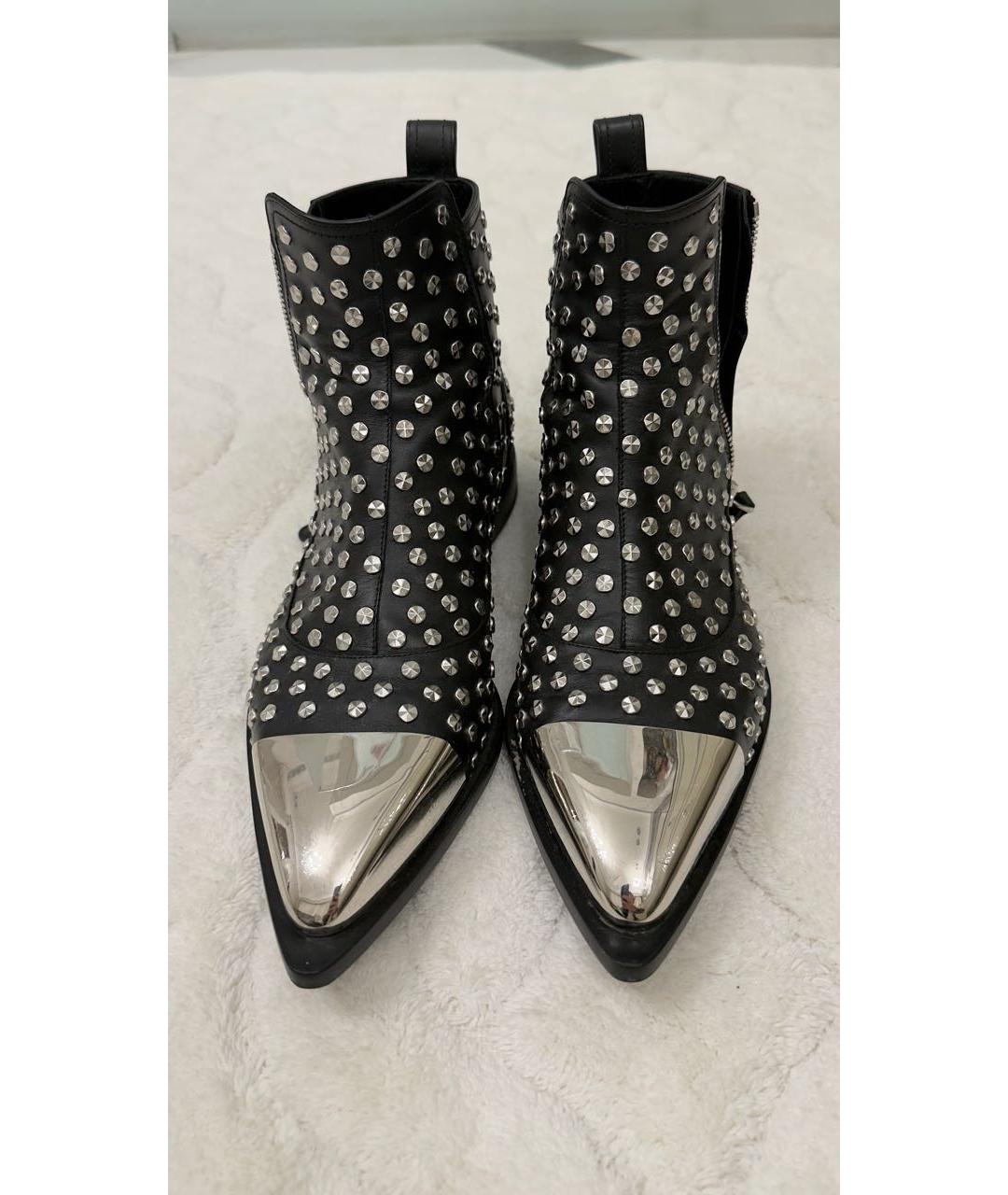 ALEXANDER MCQUEEN Черные кожаные ботильоны, фото 2