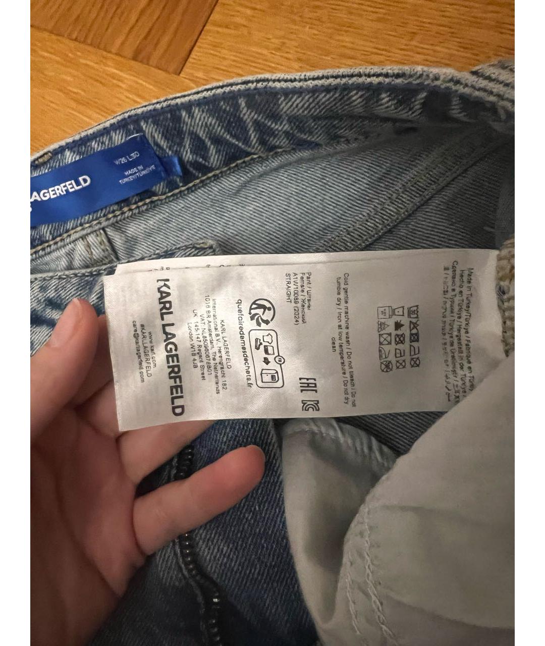 KARL LAGERFELD Голубые хлопко-эластановые джинсы клеш, фото 4