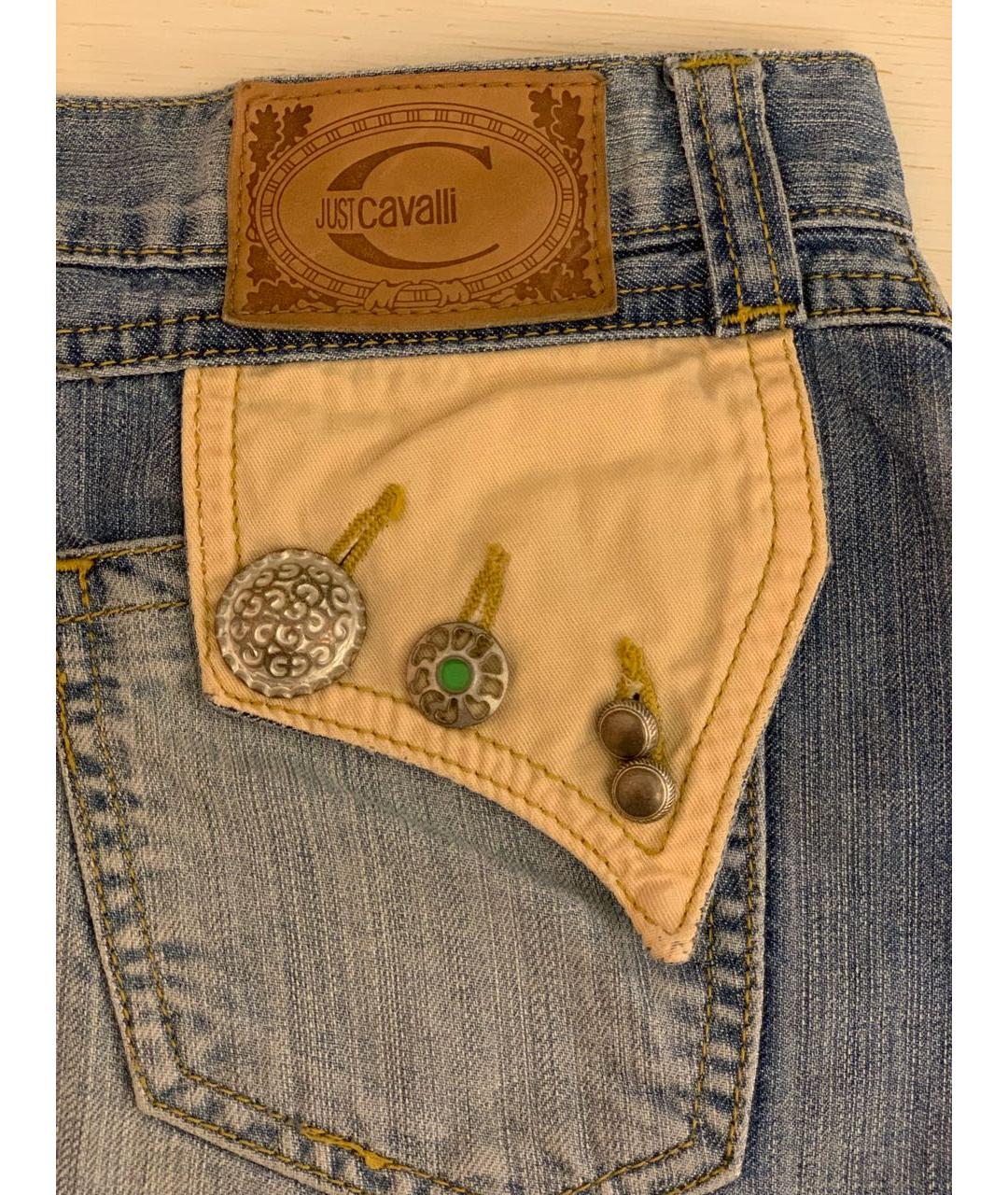 JUST CAVALLI Голубая деним юбка мини, фото 6