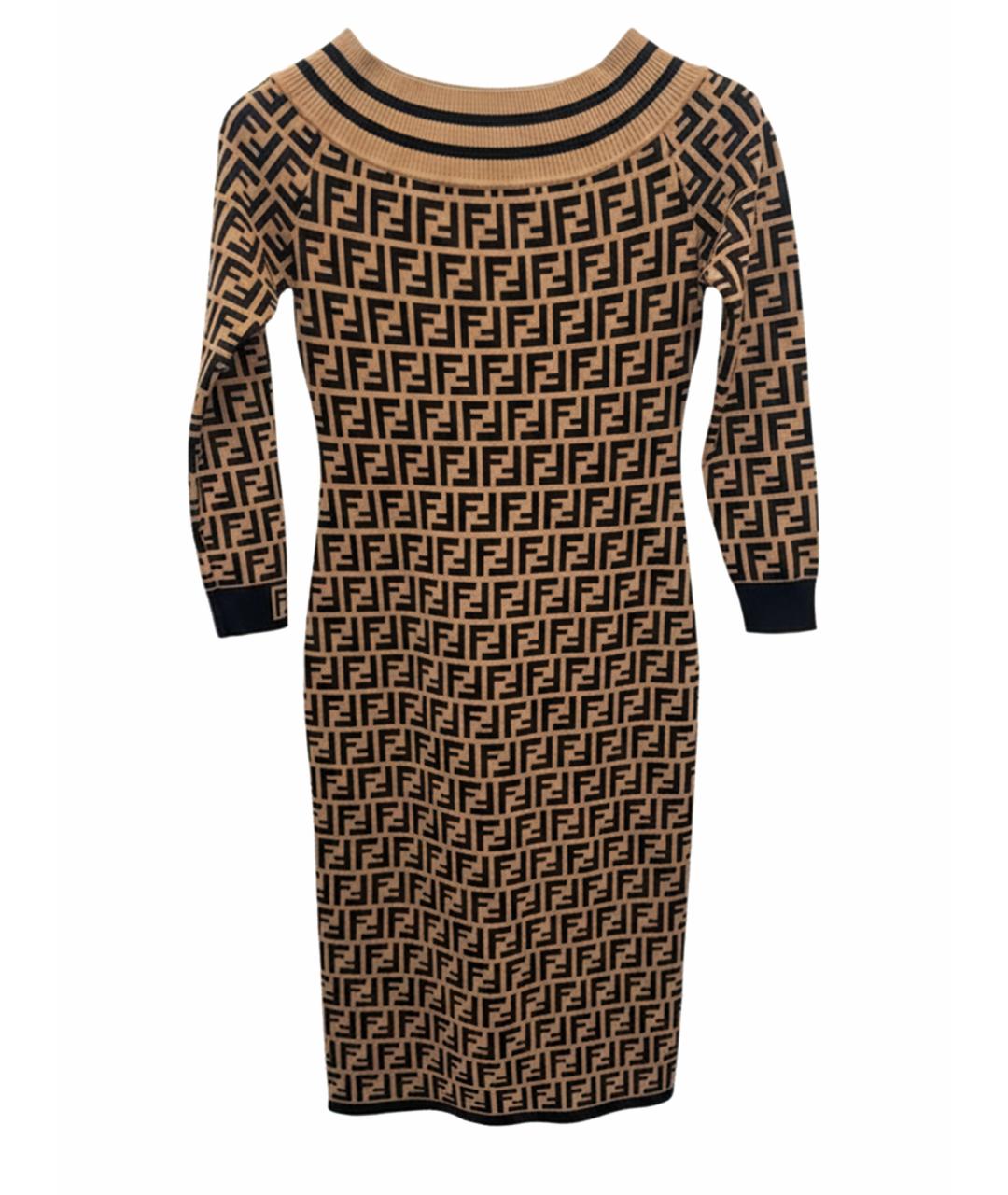 FENDI Бежевое повседневное платье, фото 1