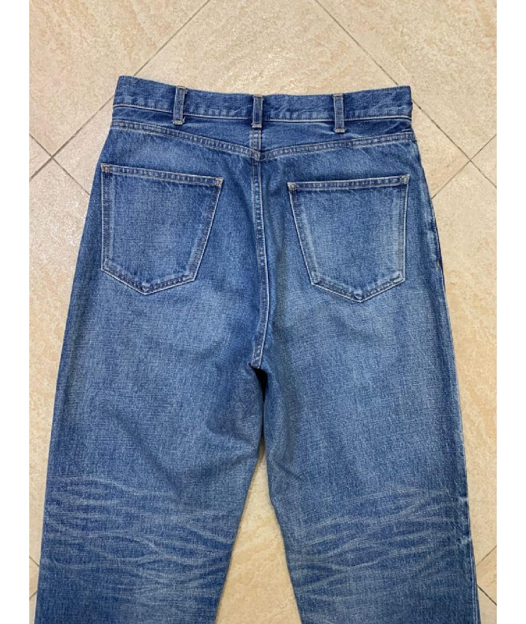 CELINE Синие хлопковые прямые джинсы, фото 5