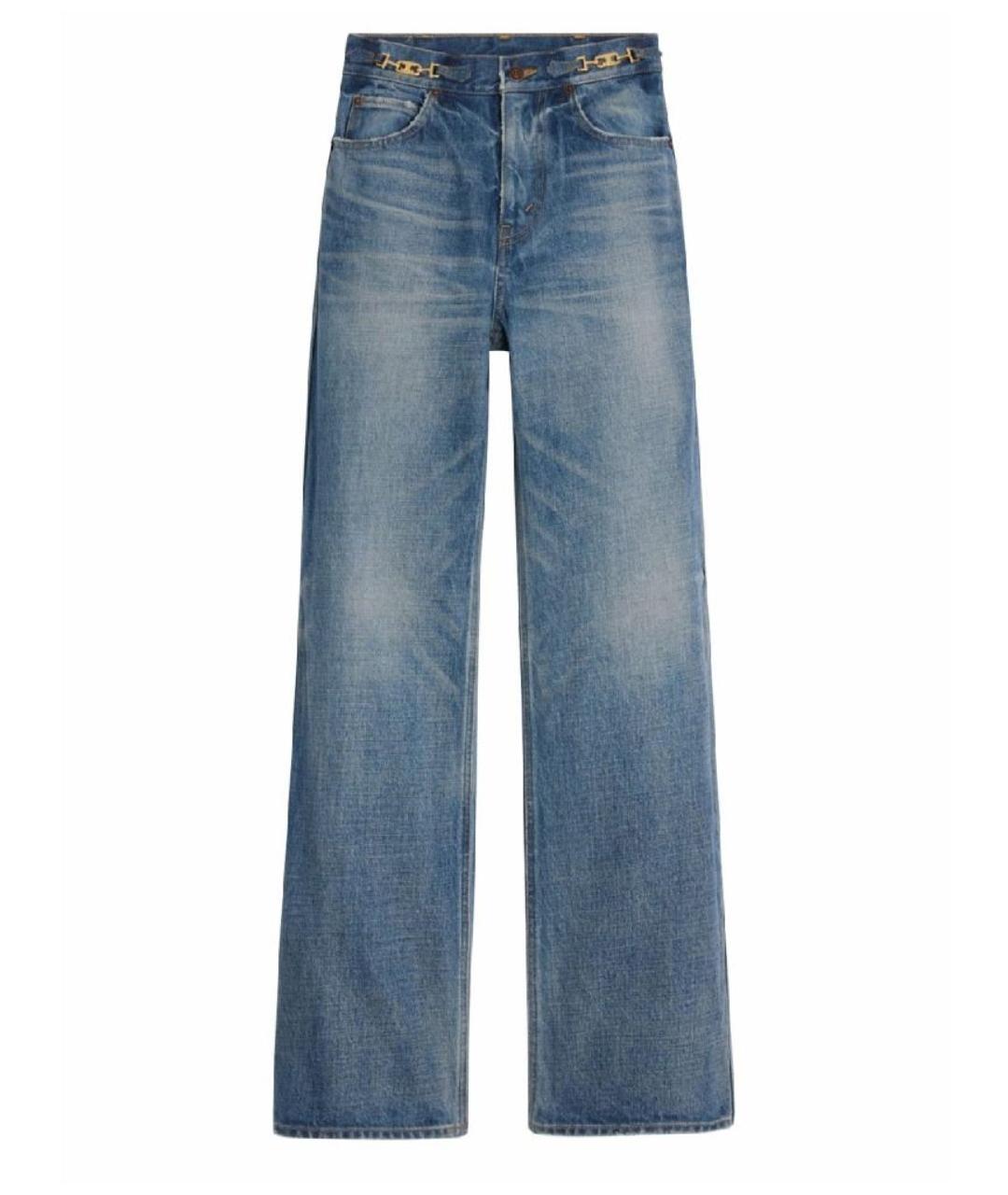 CELINE Синие хлопковые прямые джинсы, фото 1