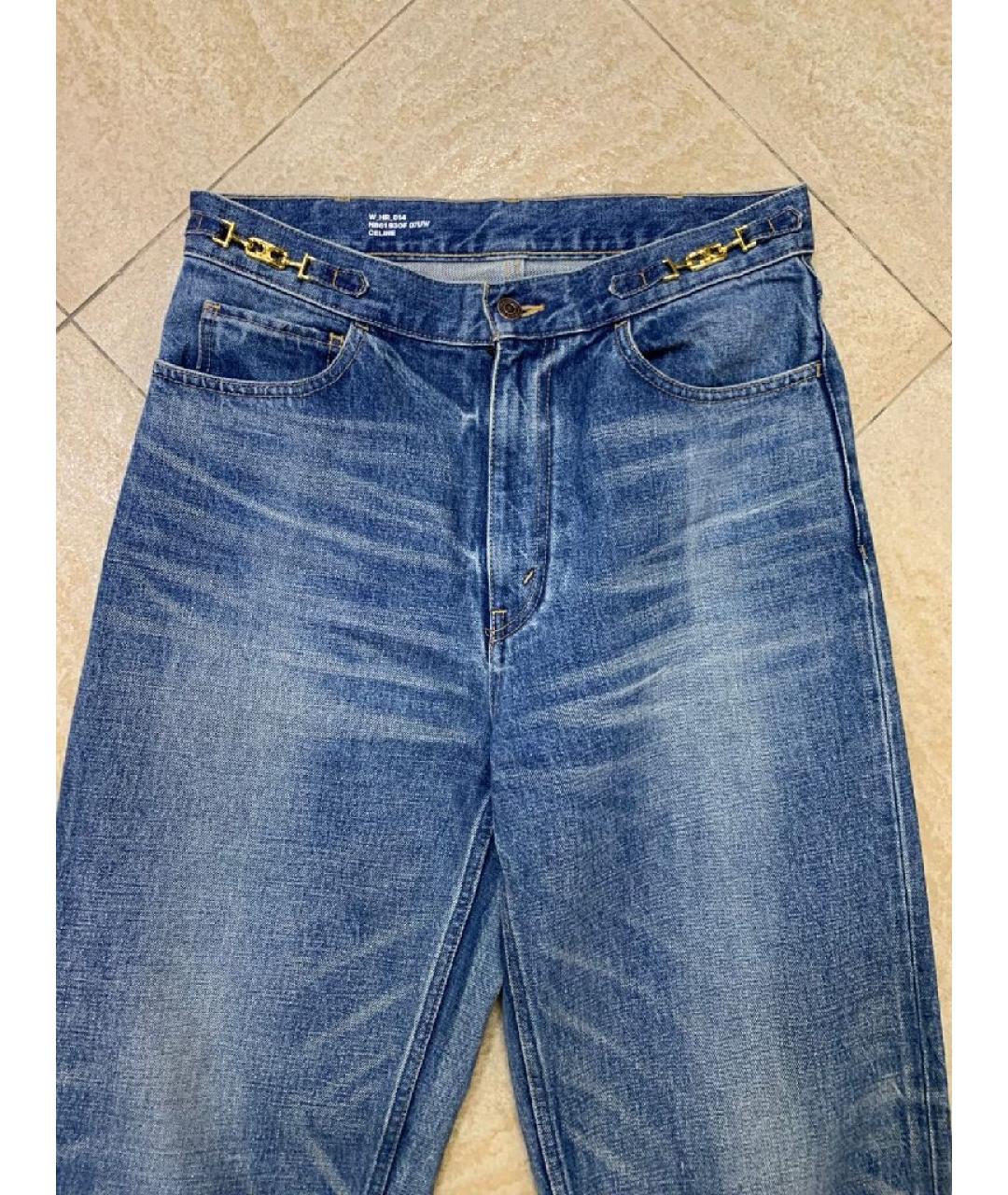 CELINE Синие хлопковые прямые джинсы, фото 4