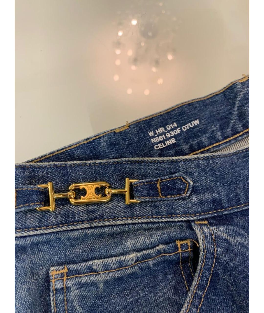 CELINE Синие хлопковые прямые джинсы, фото 6