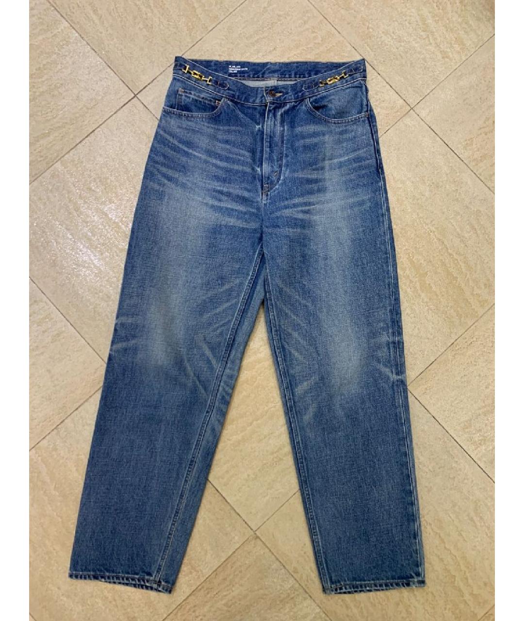 CELINE Синие хлопковые прямые джинсы, фото 2
