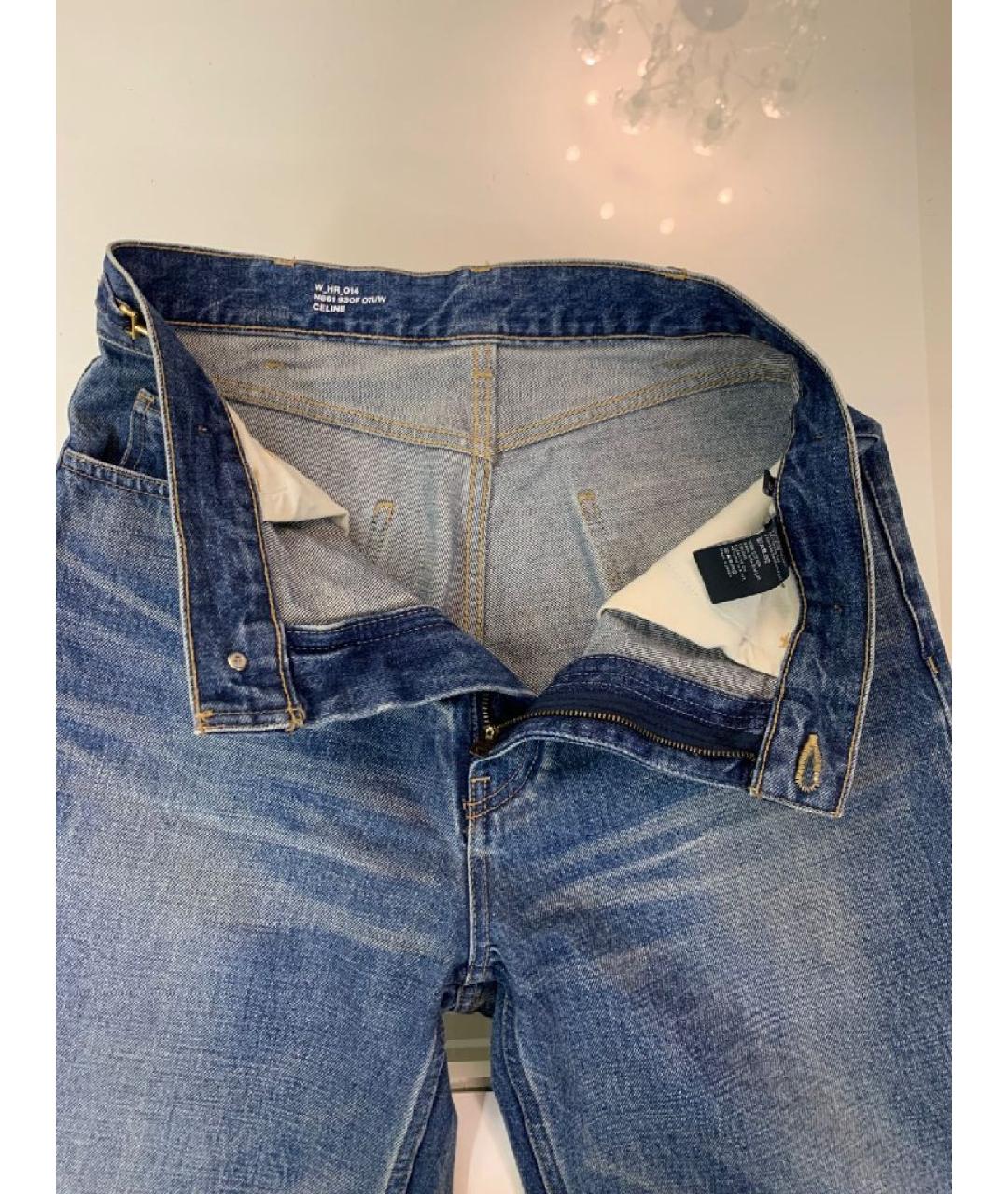 CELINE Синие хлопковые прямые джинсы, фото 7