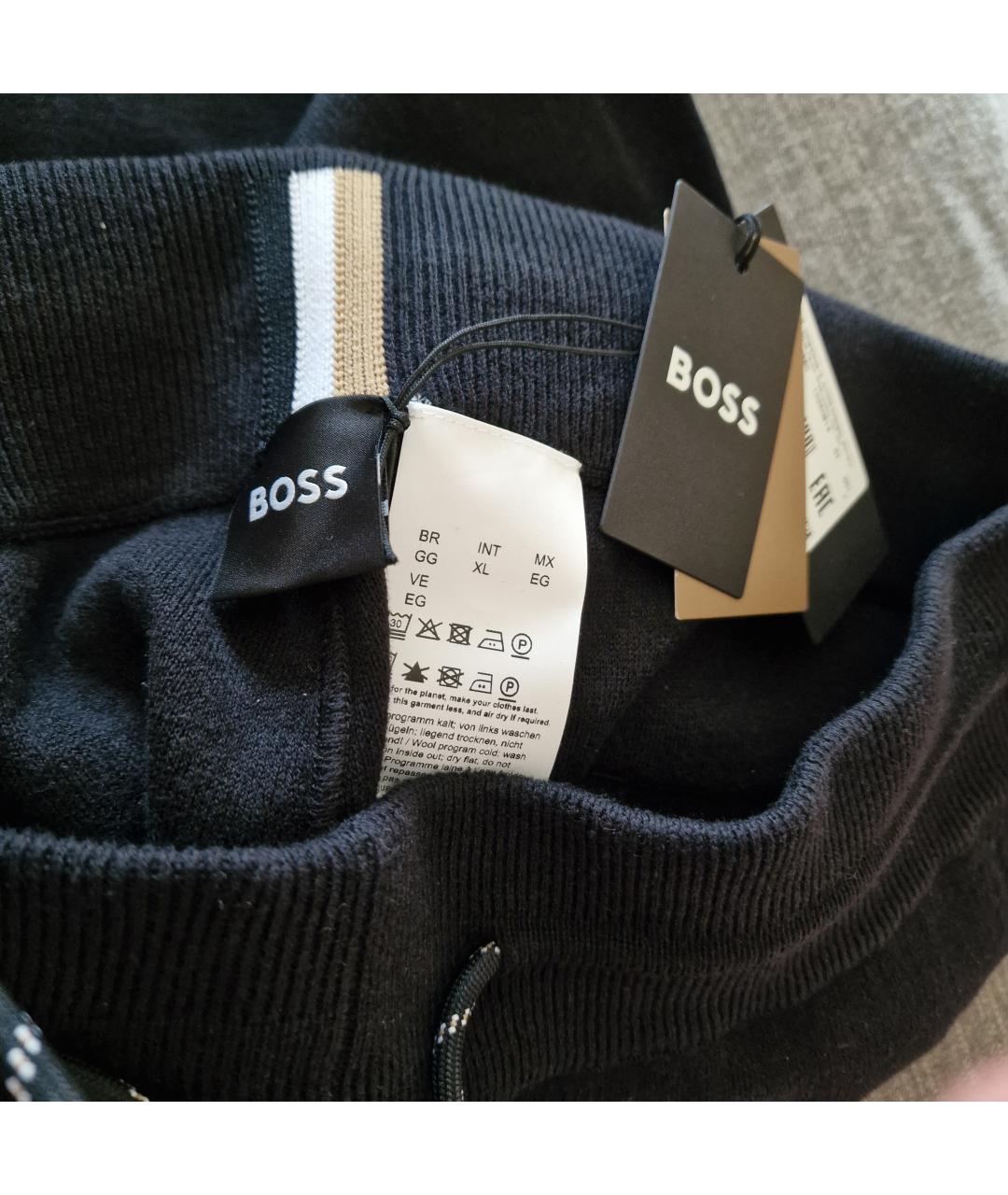 HUGO BOSS Черные шерстяные повседневные брюки, фото 8