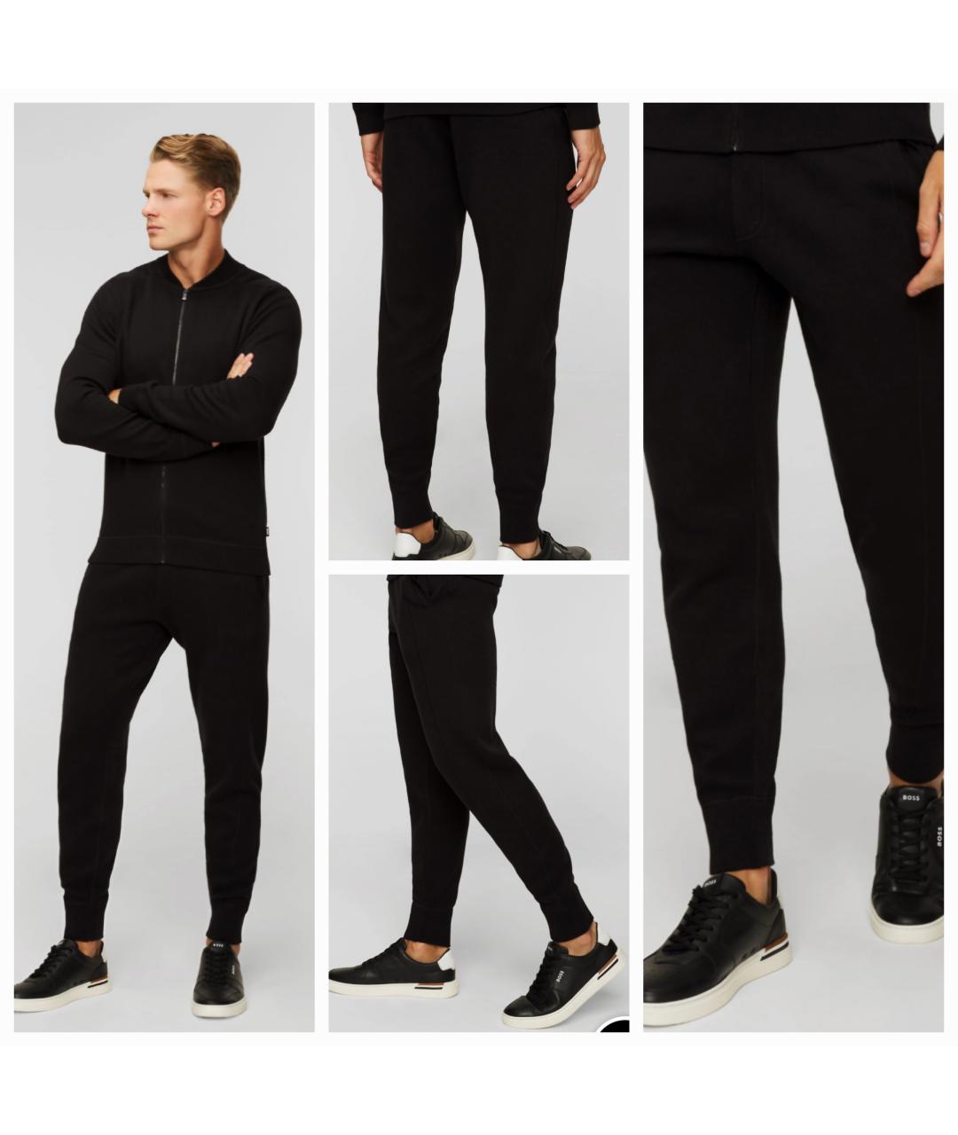 HUGO BOSS Черные шерстяные повседневные брюки, фото 3