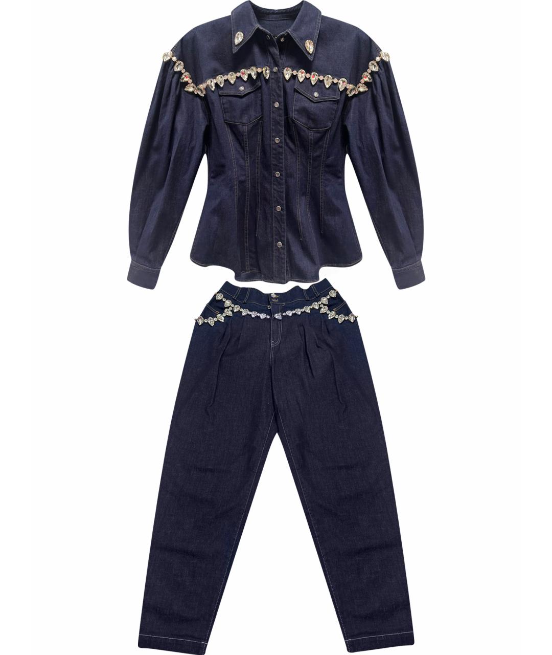 DOLCE&GABBANA Синий деним костюм с брюками, фото 1