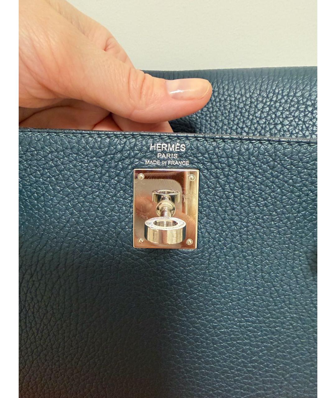HERMES Синяя кожаная сумка через плечо, фото 5