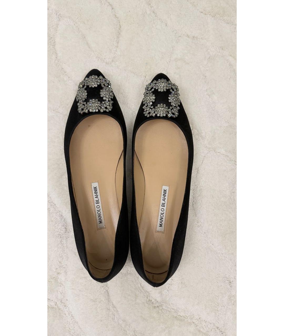 MANOLO BLAHNIK Темно-синие текстильные балетки, фото 3