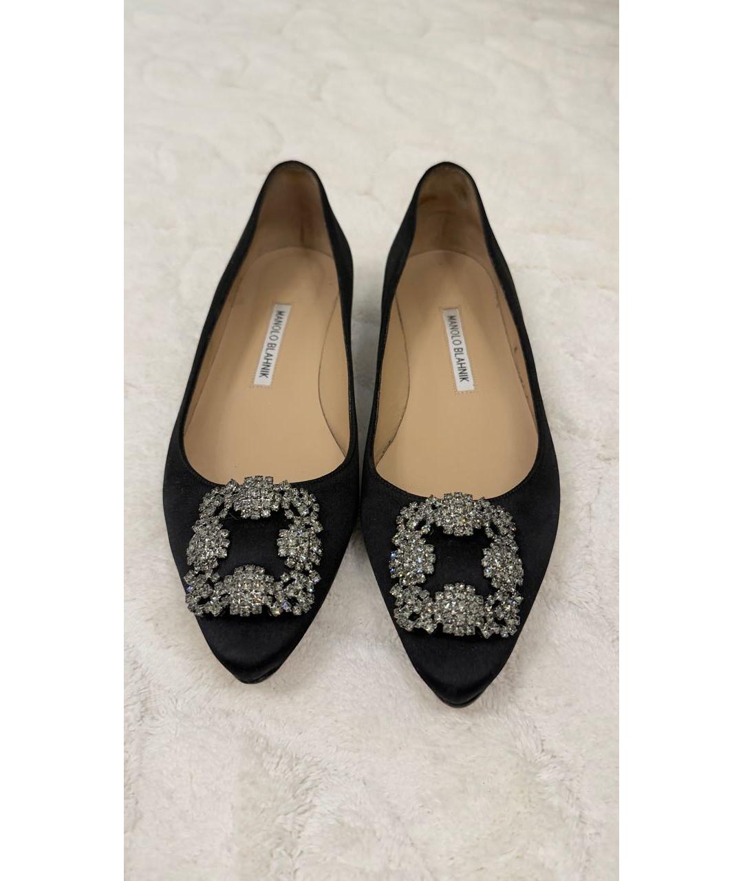 MANOLO BLAHNIK Темно-синие текстильные балетки, фото 2