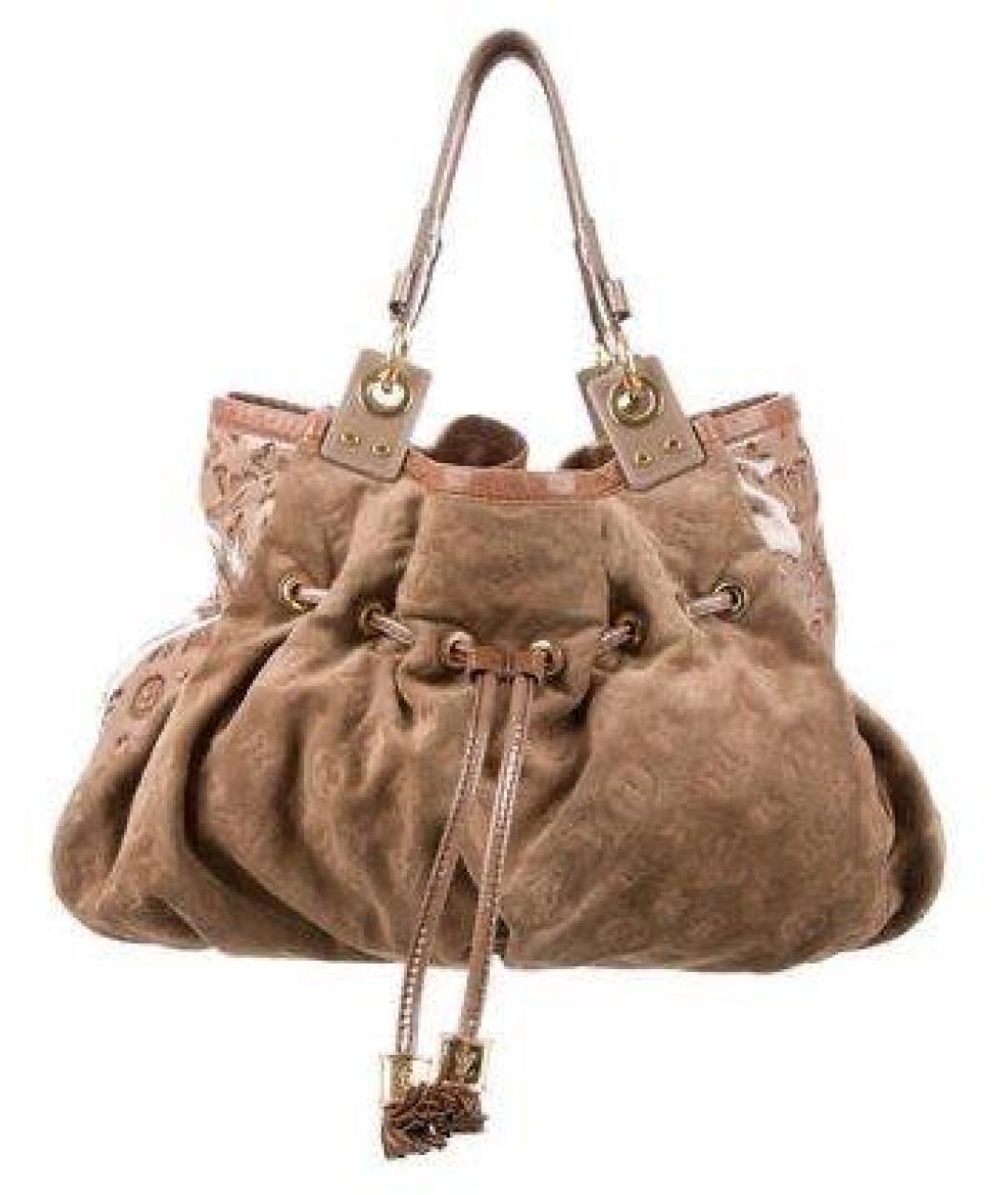 LOUIS VUITTON Коричневая замшевая сумка с короткими ручками, фото 6