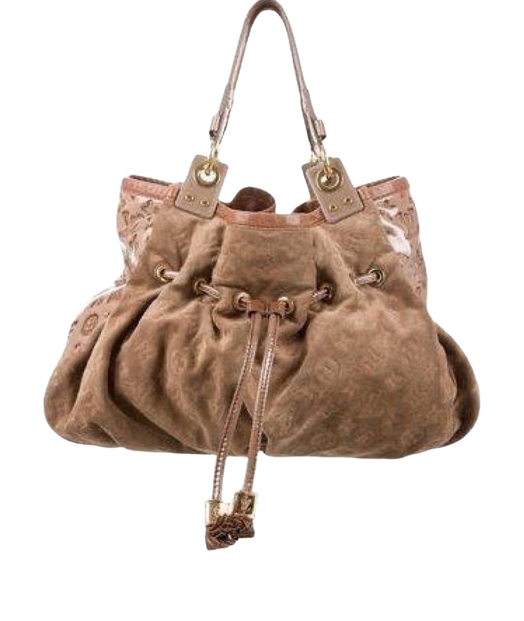 LOUIS VUITTON Коричневая замшевая сумка с короткими ручками, фото 1