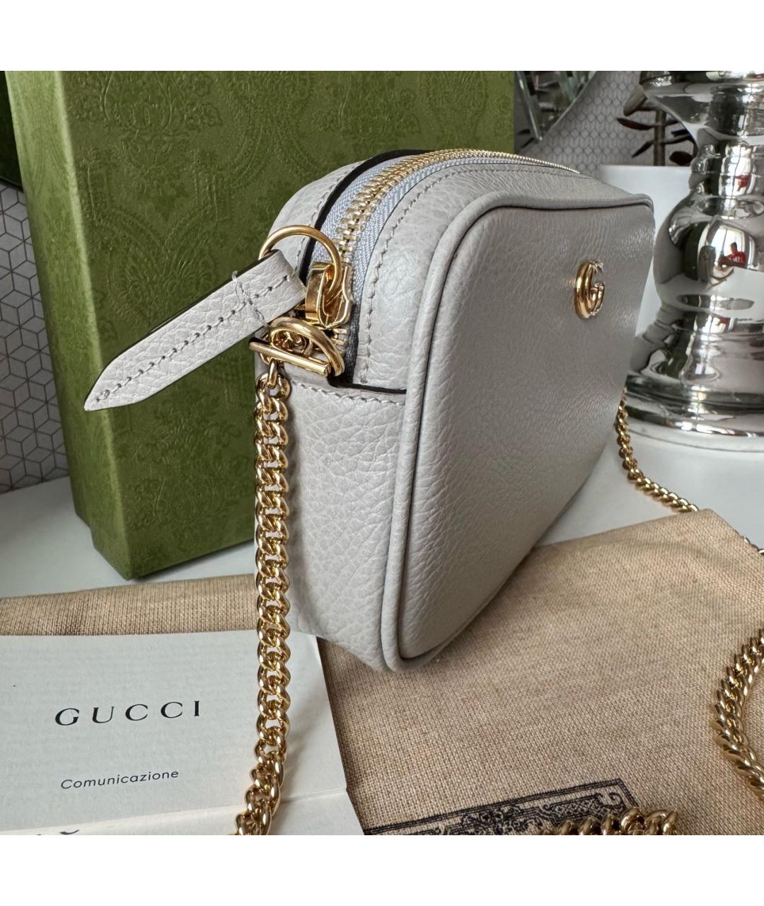 GUCCI Серая кожаная сумка через плечо, фото 6