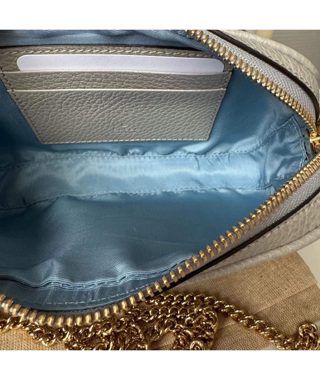 GUCCI Серая кожаная сумка через плечо, фото 8