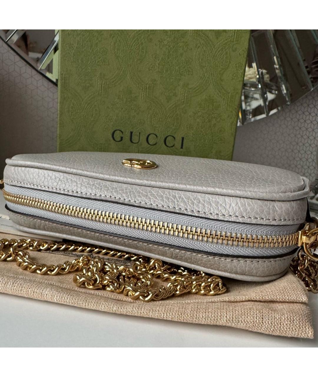 GUCCI Серая кожаная сумка через плечо, фото 4