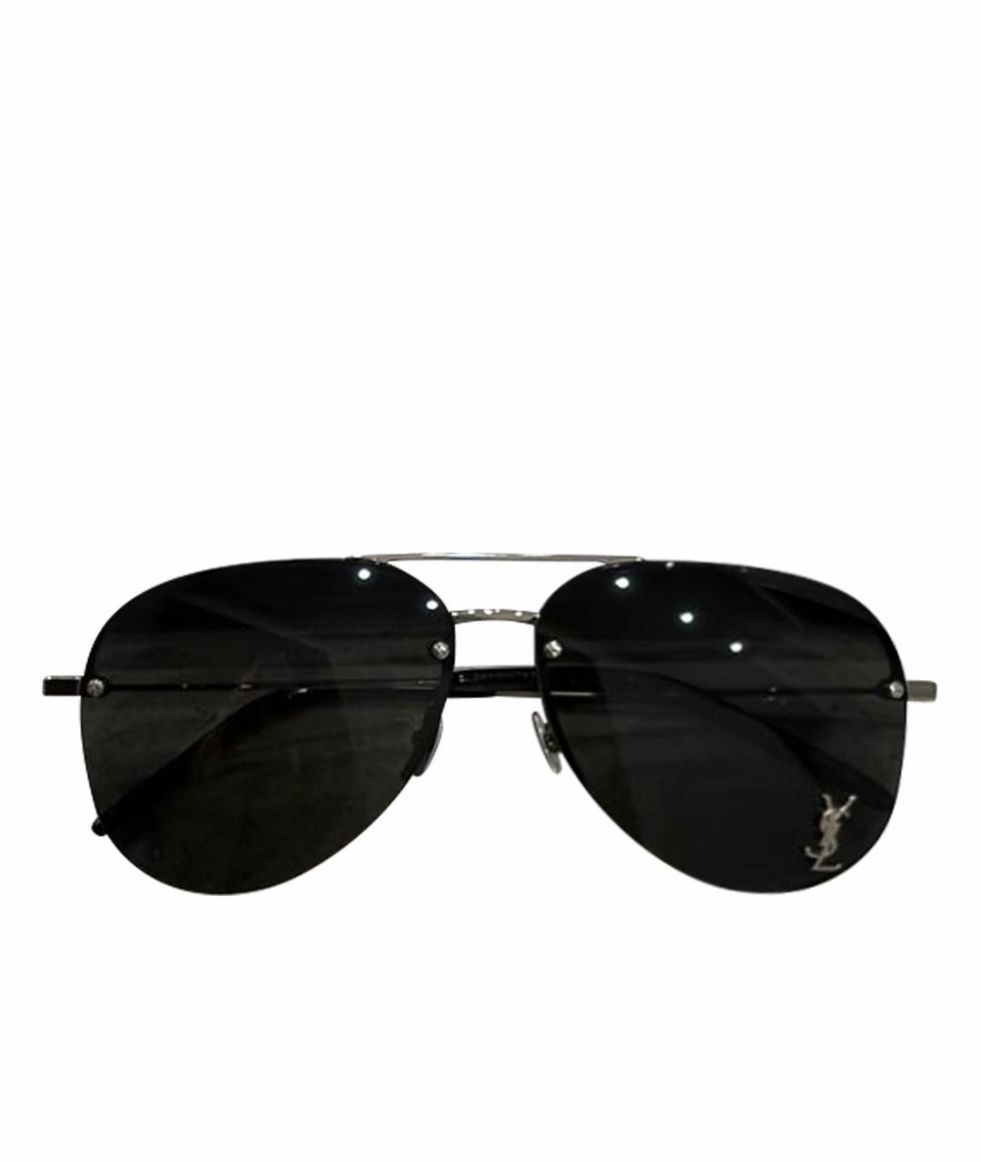 SAINT LAURENT Черные металлические солнцезащитные очки, фото 1