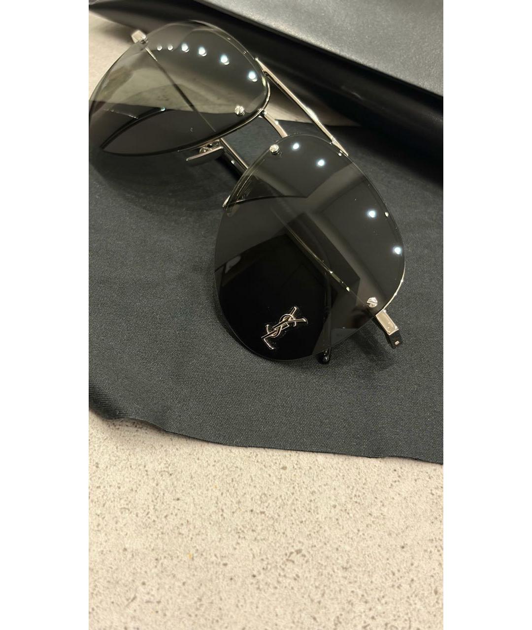 SAINT LAURENT Черные металлические солнцезащитные очки, фото 2