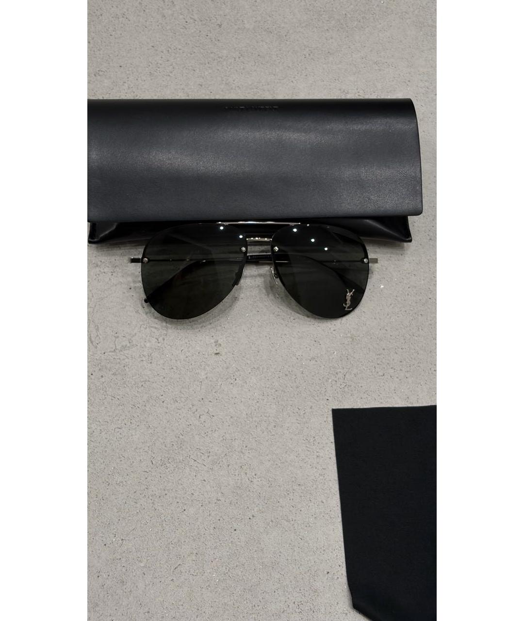 SAINT LAURENT Черные металлические солнцезащитные очки, фото 4