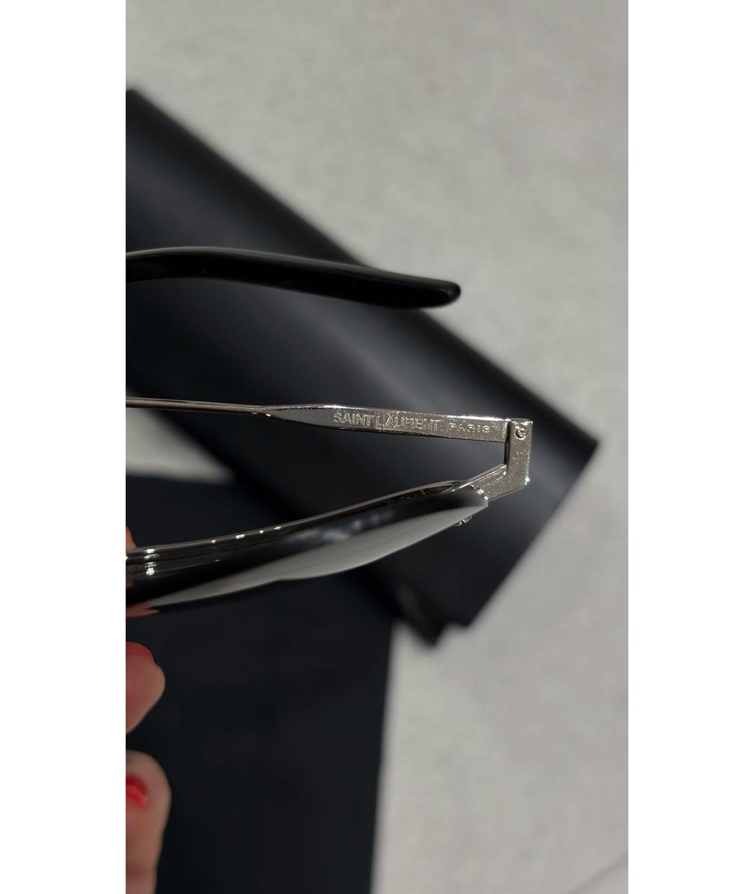 SAINT LAURENT Черные металлические солнцезащитные очки, фото 3
