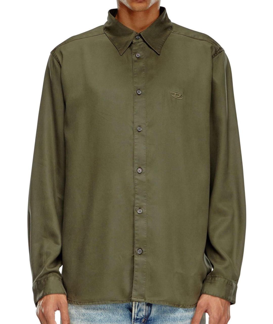 DIESEL Хаки хлопко-лиоцелловая кэжуал рубашка, фото 2