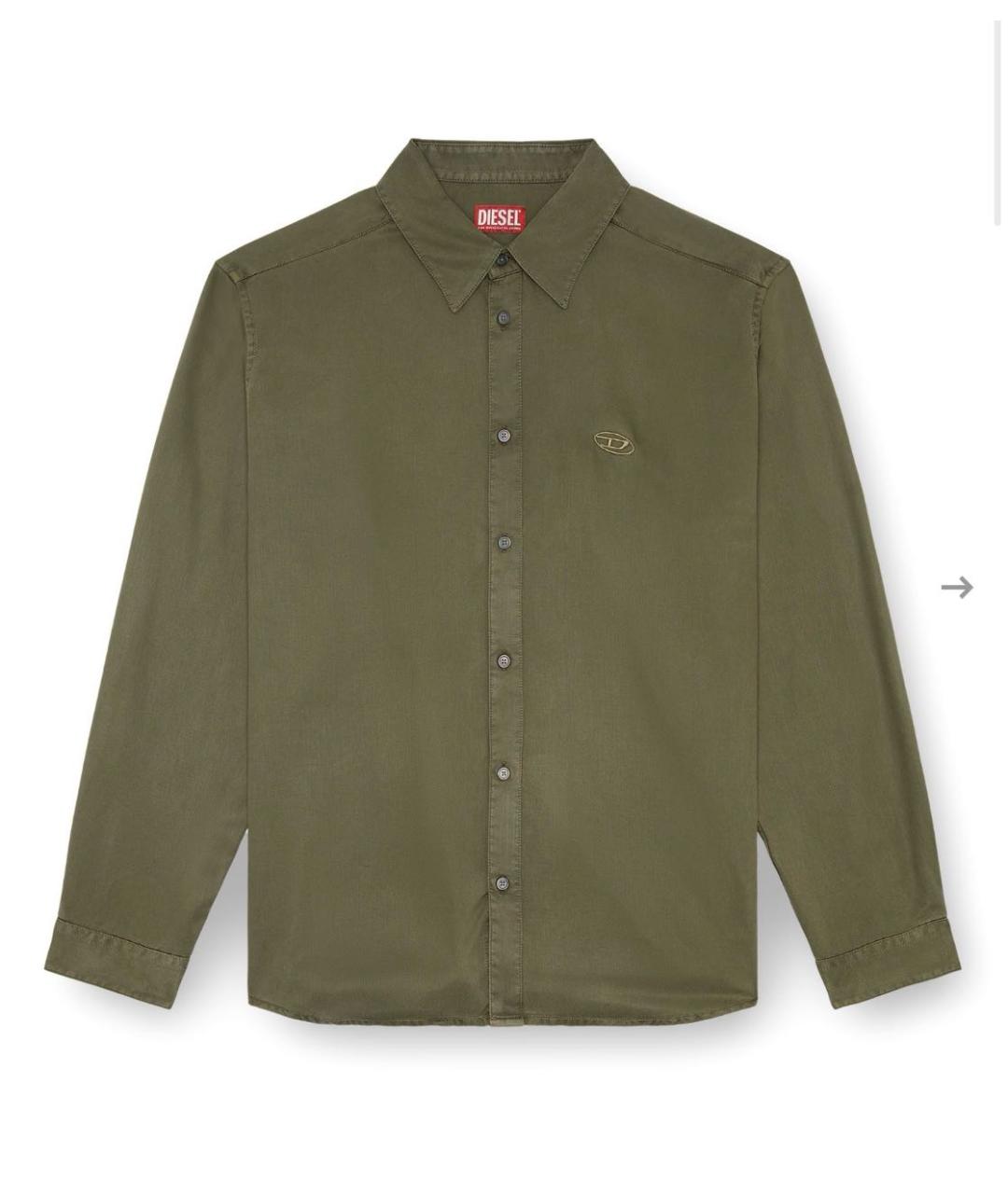 DIESEL Хаки хлопко-лиоцелловая кэжуал рубашка, фото 1