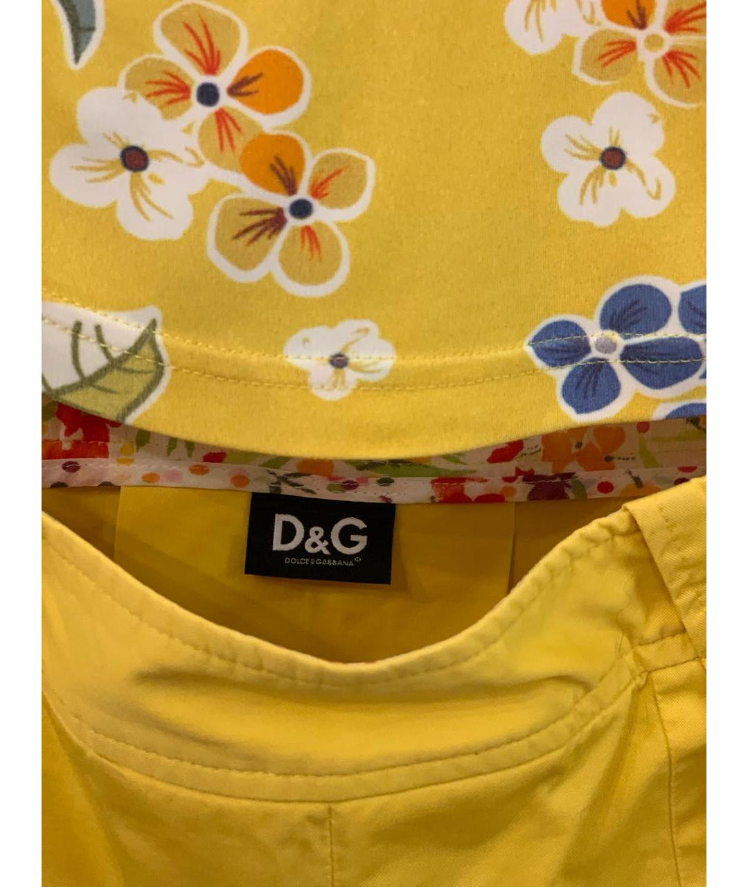 DOLCE&GABBANA Желтая хлопковая юбка мини, фото 3