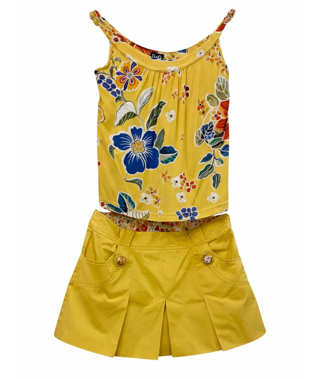 DOLCE&GABBANA Желтая хлопковая юбка мини, фото 1