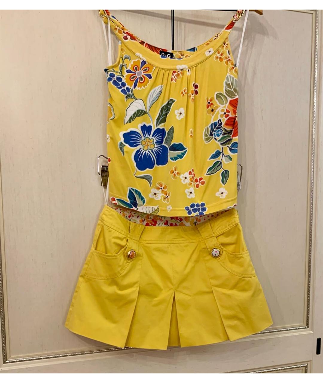DOLCE&GABBANA Желтая хлопковая юбка мини, фото 6
