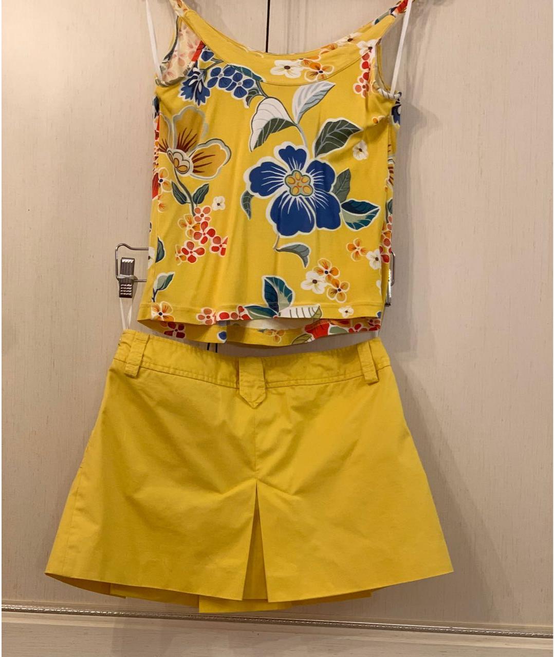 DOLCE&GABBANA Желтая хлопковая юбка мини, фото 2