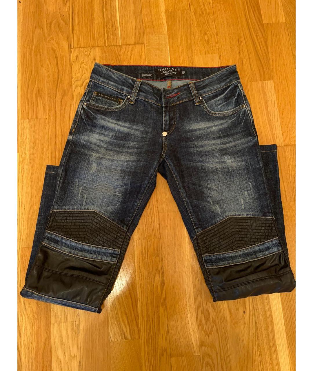 PHILIPP PLEIN Темно-синие хлопковые джинсы слим, фото 8