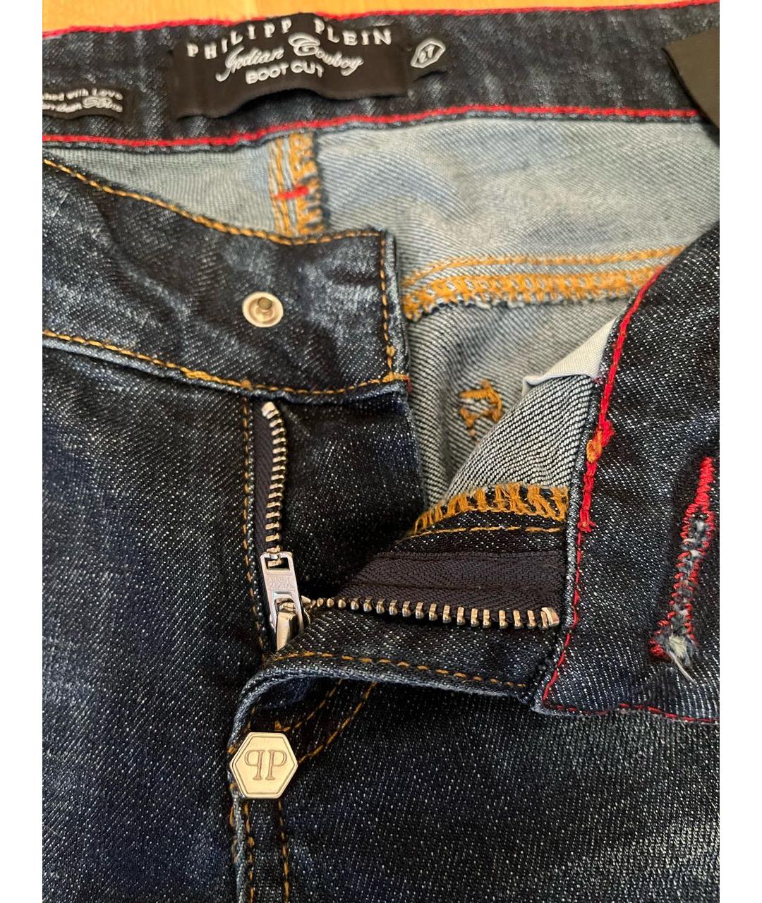 PHILIPP PLEIN Темно-синие хлопковые джинсы слим, фото 7