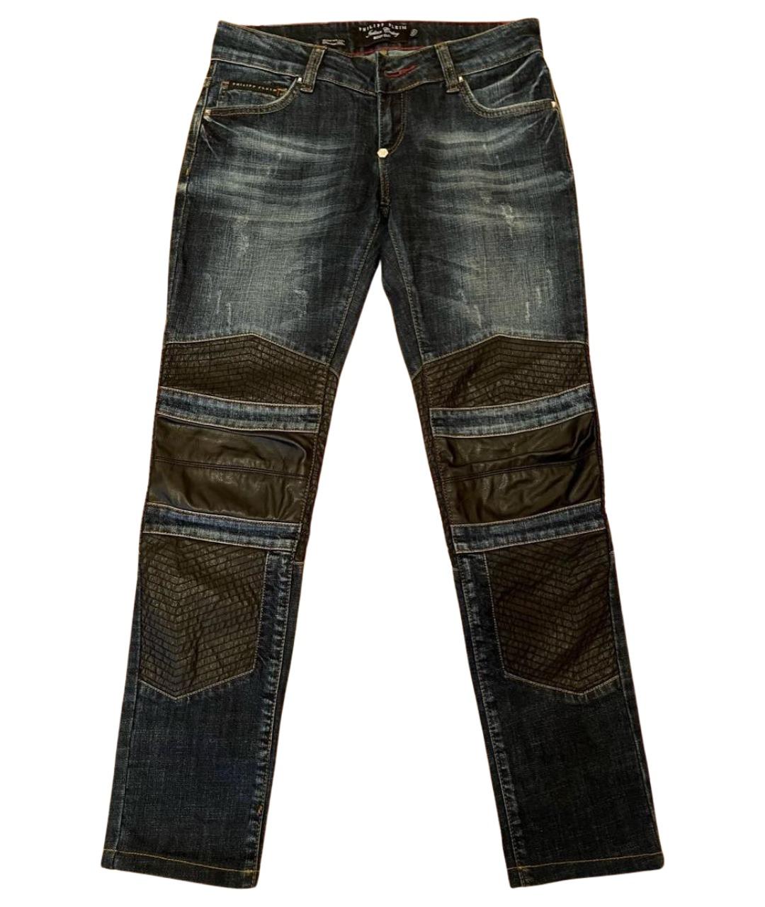 PHILIPP PLEIN Темно-синие хлопковые джинсы слим, фото 1