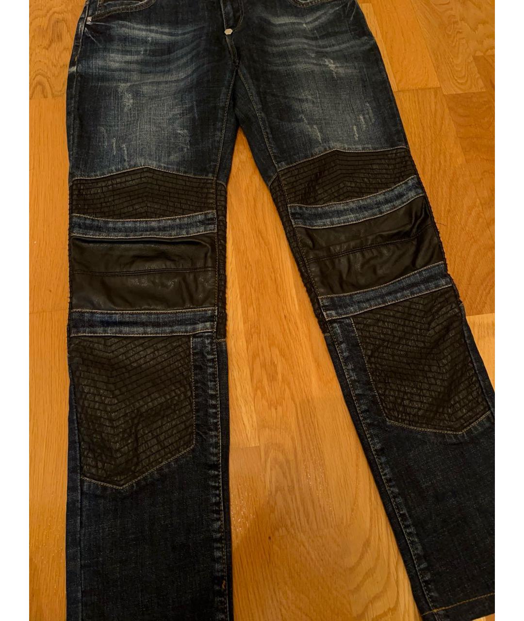 PHILIPP PLEIN Темно-синие хлопковые джинсы слим, фото 5