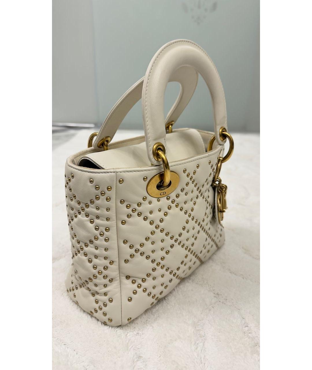CHRISTIAN DIOR Бежевая кожаная сумка с короткими ручками, фото 2