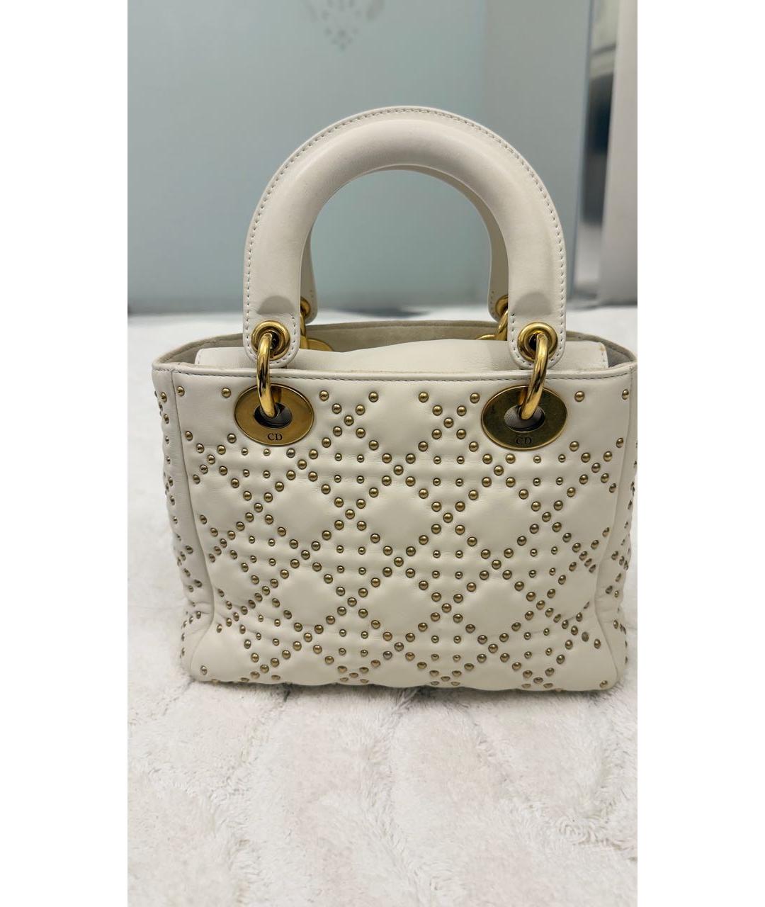 CHRISTIAN DIOR Бежевая кожаная сумка с короткими ручками, фото 3