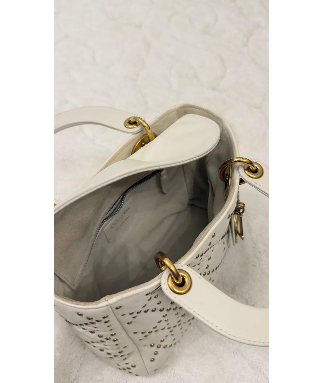 CHRISTIAN DIOR Бежевая кожаная сумка с короткими ручками, фото 4