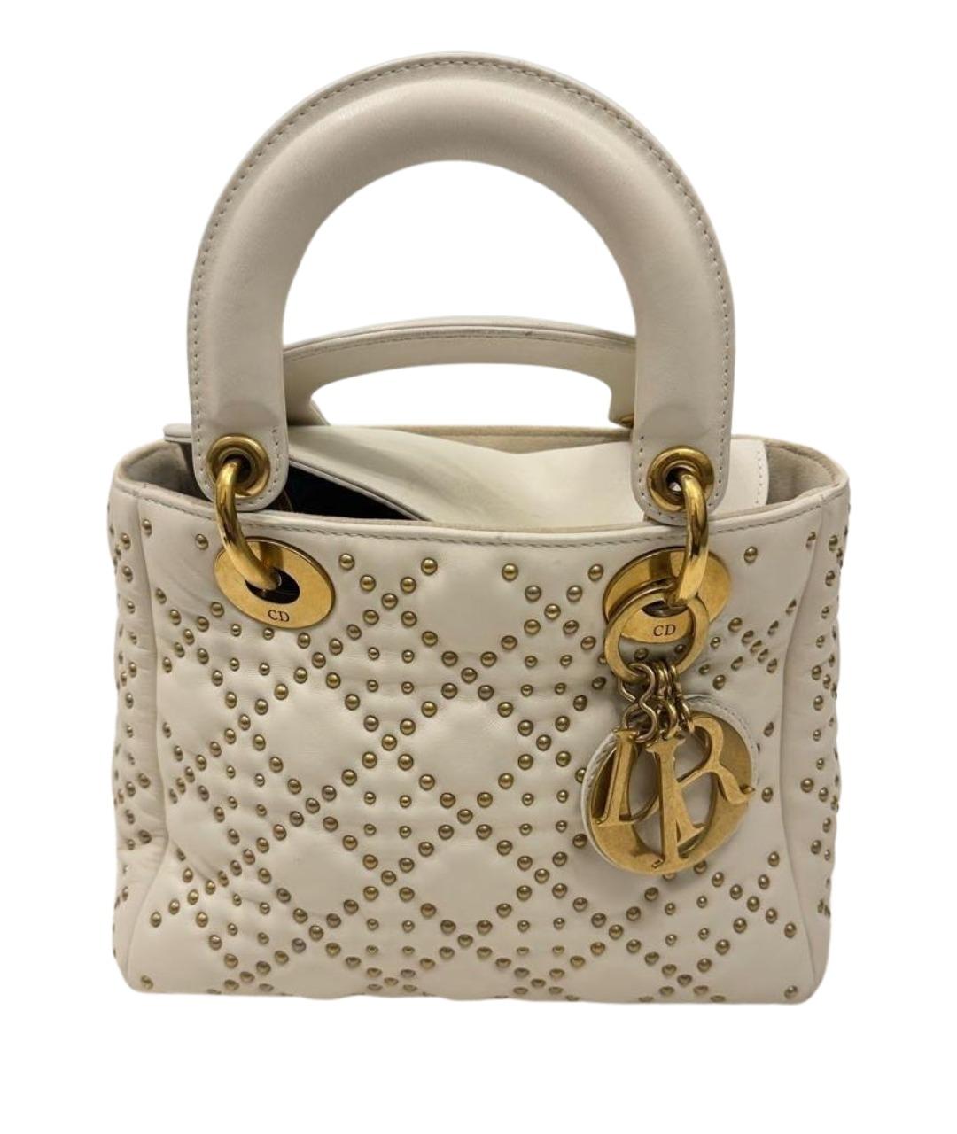 CHRISTIAN DIOR Бежевая кожаная сумка с короткими ручками, фото 1
