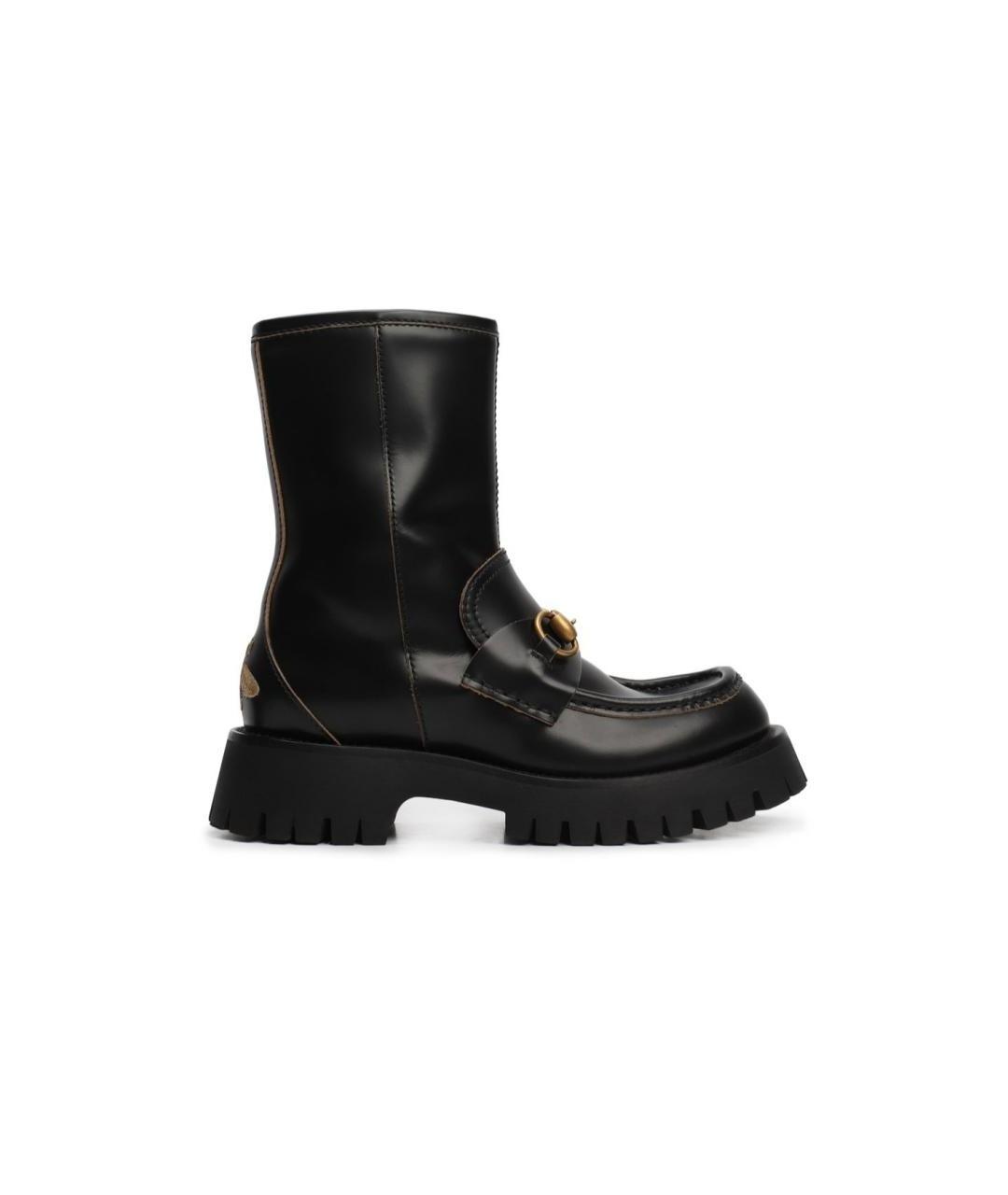 GUCCI Черные кожаные полусапоги, фото 1