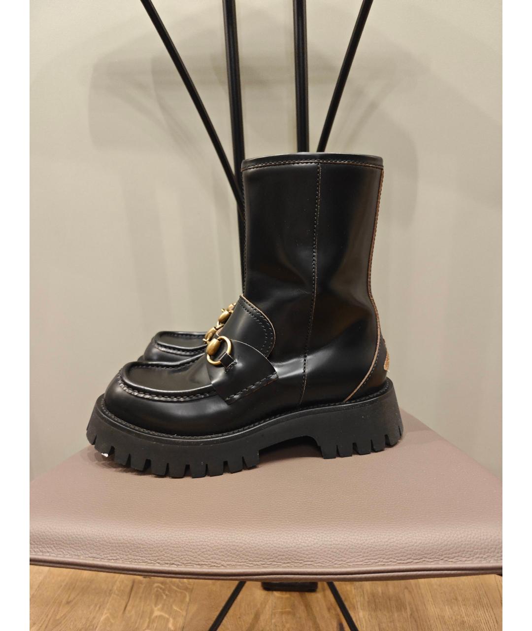 GUCCI Черные кожаные полусапоги, фото 6