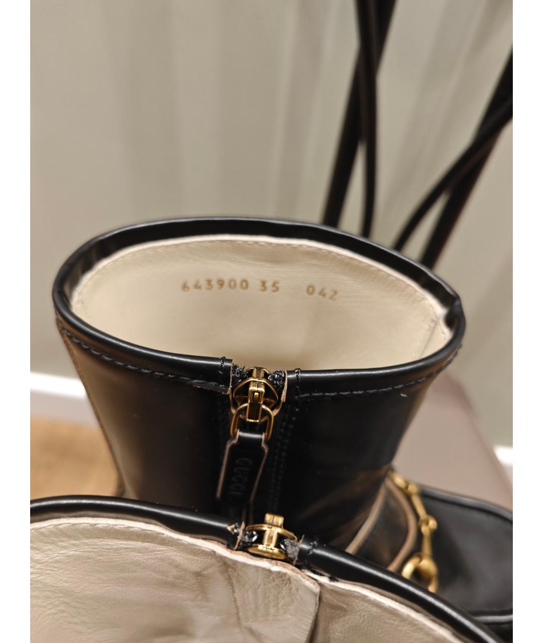 GUCCI Черные кожаные полусапоги, фото 8