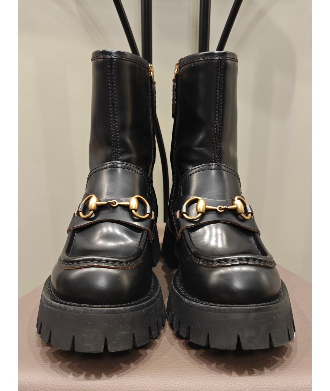 GUCCI Черные кожаные полусапоги, фото 2